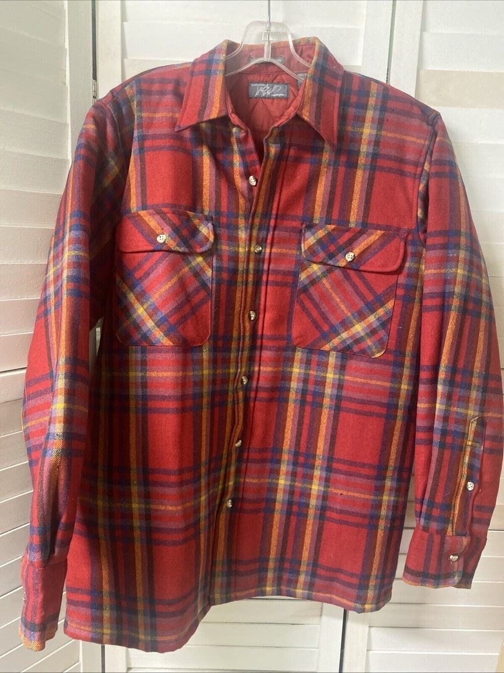 Lord & Taylor Kensington Collection Men's Wool Blend Plaid Quilted Jacket Medium